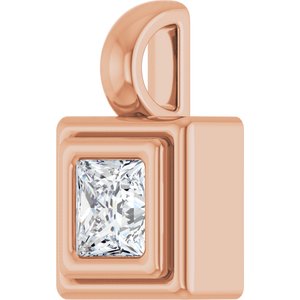 18K Rose Gold 3.5x3.5 mm Square Charm/Pendant Mounting – image 3