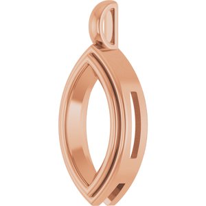 18K Rose Gold 16x8 mm Marquise Charm/Pendant Mounting – image 4