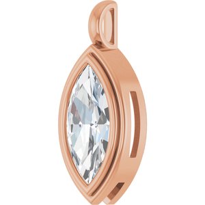 18K Rose Gold 16x8 mm Marquise Charm/Pendant Mounting – image 3