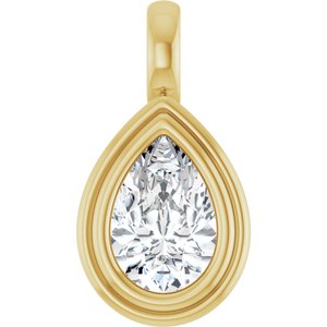 18K Yellow Gold 9x6 mm Pear Charm/Pendant Mounting
