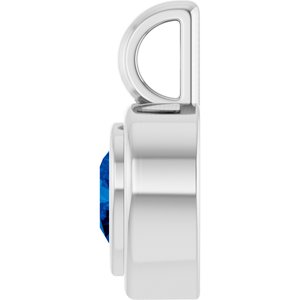 Sterling Silver Lab-Grown Blue Sapphire Charm/Pendant – image 3