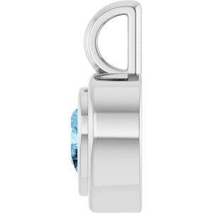 14K White Gold Natural Sky Blue Topaz Charm/Pendant – image 3