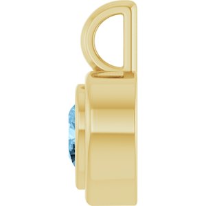 14K Yellow Gold Natural Sky Blue Topaz Charm/Pendant – image 3