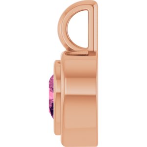 14K Rose Gold Natural Pink Tourmaline Charm/Pendant