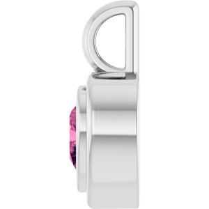 14K White Gold Natural Pink Tourmaline Charm/Pendant – image 3