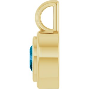 14K Yellow Gold Natural London Blue Topaz Charm/Pendant – image 3