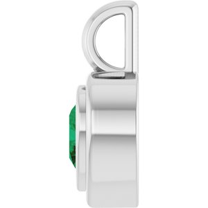 Sterling Silver Lab-Grown Emerald Charm/Pendant – image 3