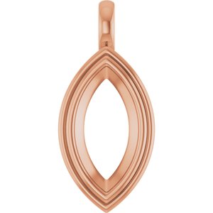 14K Rose Gold 16x8 mm Marquise Charm/Pendant Mounting – image 2