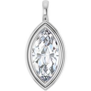14K White Gold 16x8 mm Marquise Charm/Pendant Mounting
