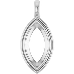 14K White Gold 16x8 mm Marquise Charm/Pendant Mounting – image 2