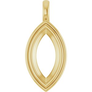 18K Yellow Gold 16x8 mm Marquise Charm/Pendant Mounting – image 2