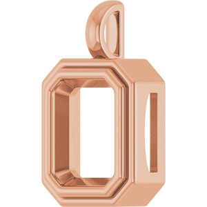 18K Rose Gold 11x9 mm Emerald Charm/Pendant Mounting – image 4