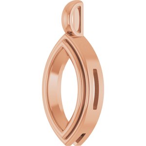 10K Rose Gold 14x7 mm Marquise Charm/Pendant Mounting – image 4
