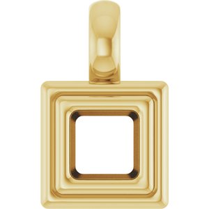 14K Yellow Gold 3.5x3.5 mm Square Charm/Pendant Mounting – image 2