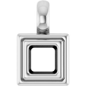 14K White Gold 3.5x3.5 mm Square Charm/Pendant Mounting – image 2