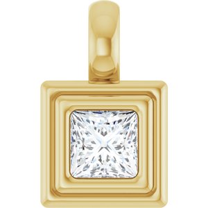 18K Yellow Gold 3.5x3.5 mm Square Charm/Pendant Mounting