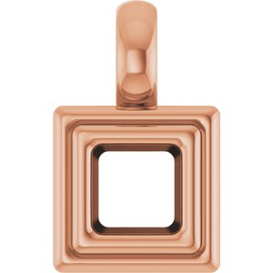 18K Rose Gold 3.5x3.5 mm Square Charm/Pendant Mounting – image 2