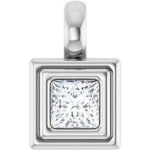 18K Palladium White Gold 3.5x3.5 mm Square Charm/Pendant Mounting