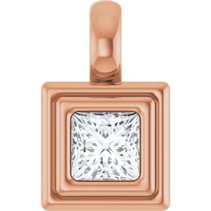 18K Rose Gold 3.5x3.5 mm Square Charm/Pendant Mounting