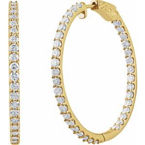 14K Yellow Gold Vermeil 5 CTW Lab-Grown Diamond Inside-Outside 41.5 mm Hinged Hoop Earrings – image 2