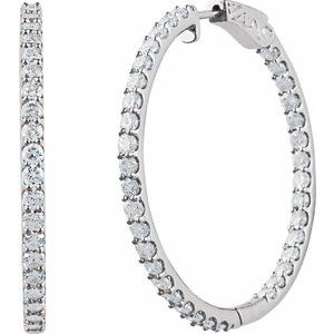 Platinum 5 CTW Natural Diamond Inside-Outside 41.5 mm Hinged Hoop Earrings – image 2