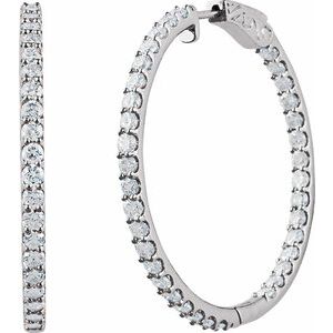 Platinum 5 CTW Natural Diamond Inside-Outside 41.5 mm Hinged Hoop Earrings