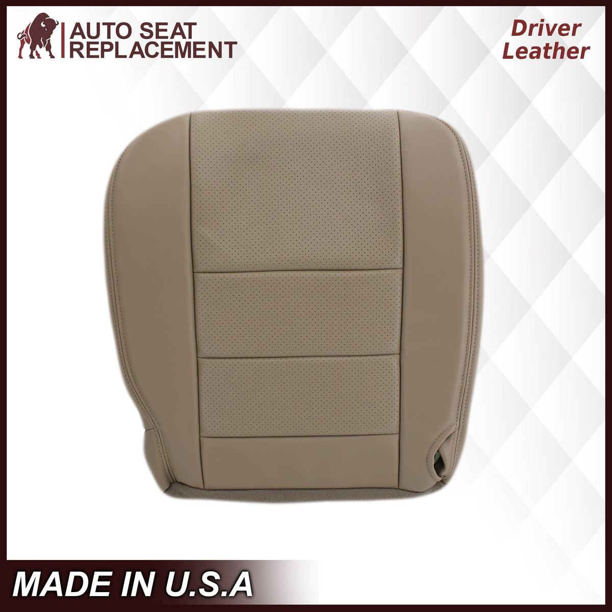 2002-2003 Ford F250 F350 Lariat Perforated Seat Cover in Tan: Choose Leather or Vinyl