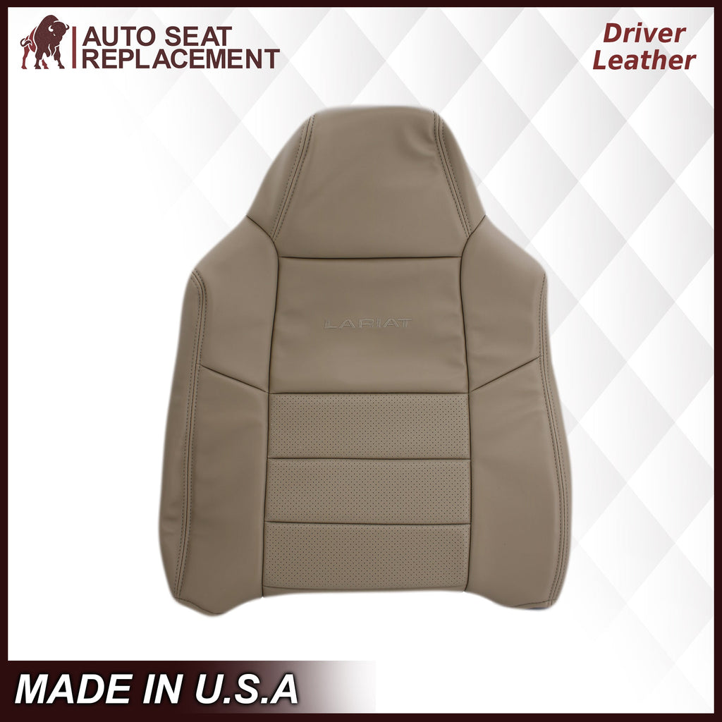 2002-2003 Ford F250 F350 Lariat Perforated Seat Cover in Tan: Choose Leather or Vinyl