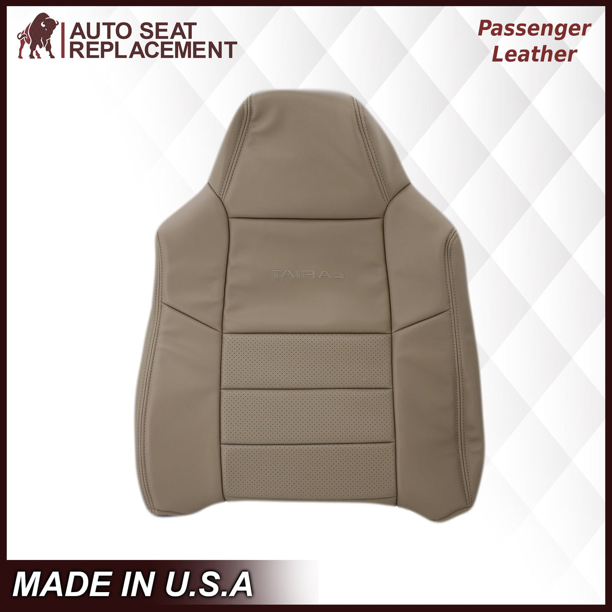 2002-2003 Ford F250 F350 Lariat Perforated Seat Cover in Tan: Choose Leather or Vinyl