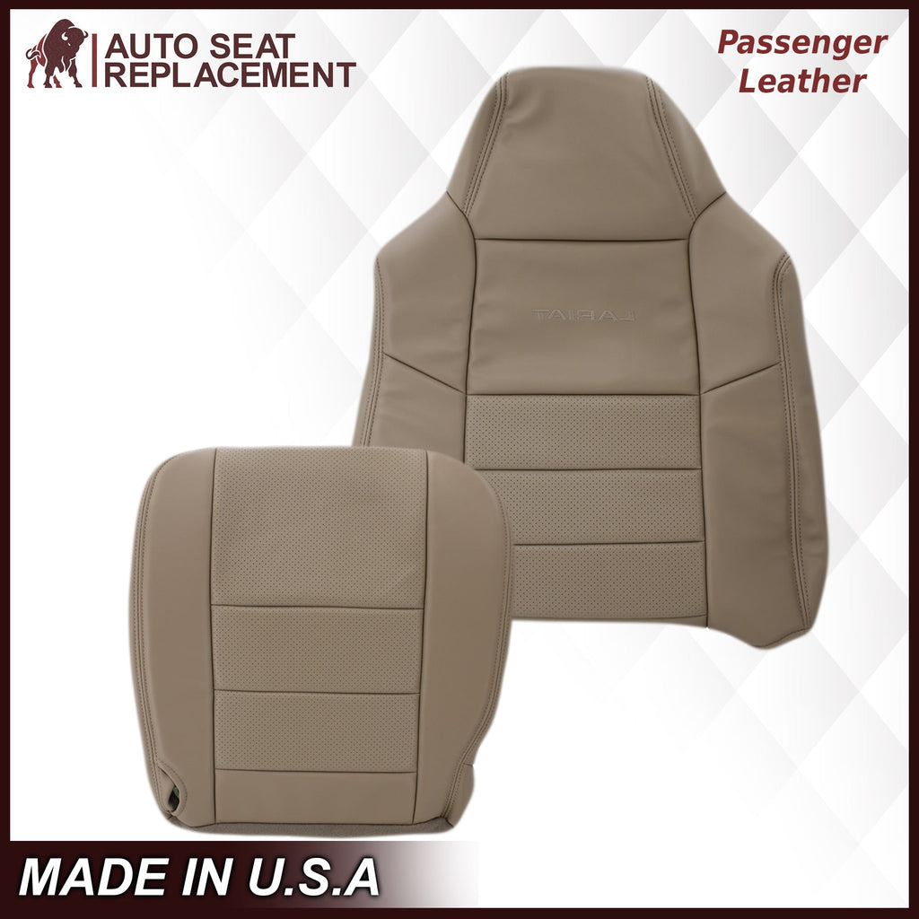 2002-2003 Ford F250 F350 Lariat Perforated Seat Cover in Tan: Choose Leather or Vinyl