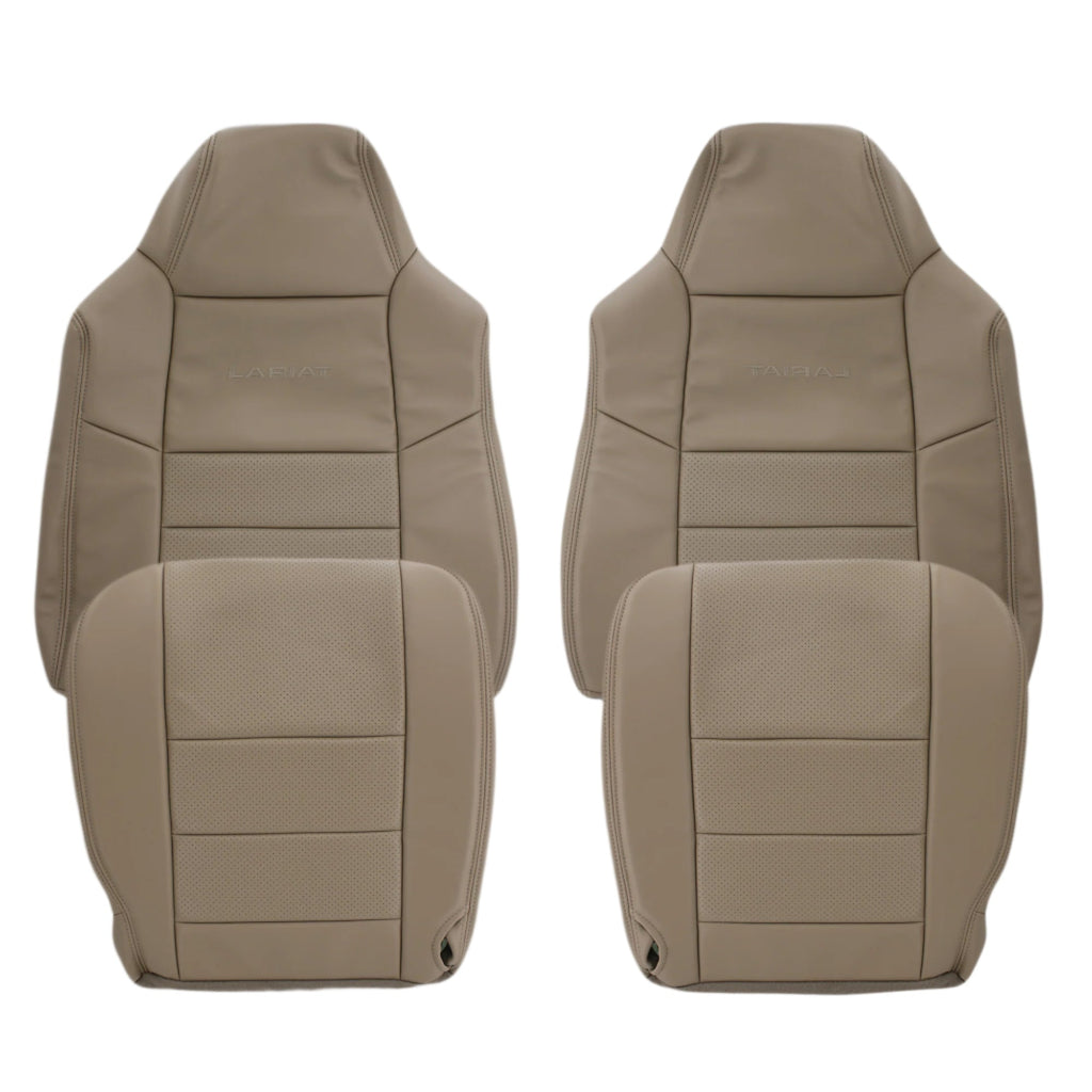 2002-2003 Ford F250 F350 Lariat Perforated Seat Cover in Tan: Choose Leather or Vinyl