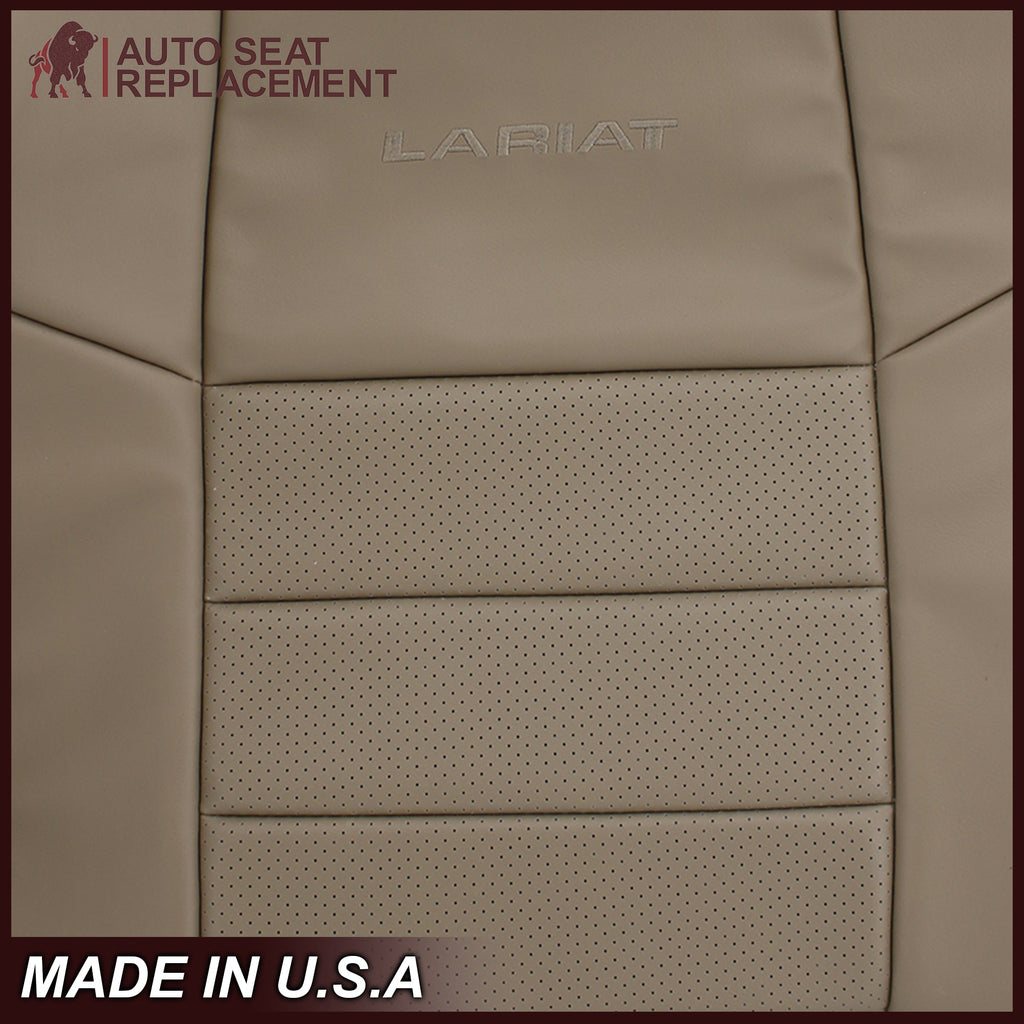 2002-2003 Ford F250 F350 Lariat Perforated Seat Cover in Tan: Choose Leather or Vinyl