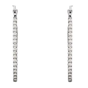 Platinum 1 CTW Natural Diamond Inside-Outside Hoop Earrings – image 3