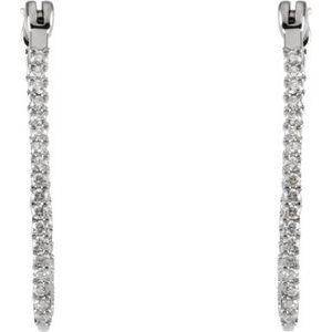 Platinum 1/2 CTW Natural Diamond Inside-Outside Hoop Earrings – image 3