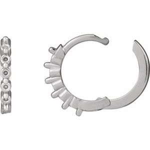 14K White Gold 1.5 mm Round 12.73 mm Hinged Hoop Earring Mounting – image 3