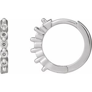 14K White Gold 1.5 mm Round 12.73 mm Hinged Hoop Earring Mounting