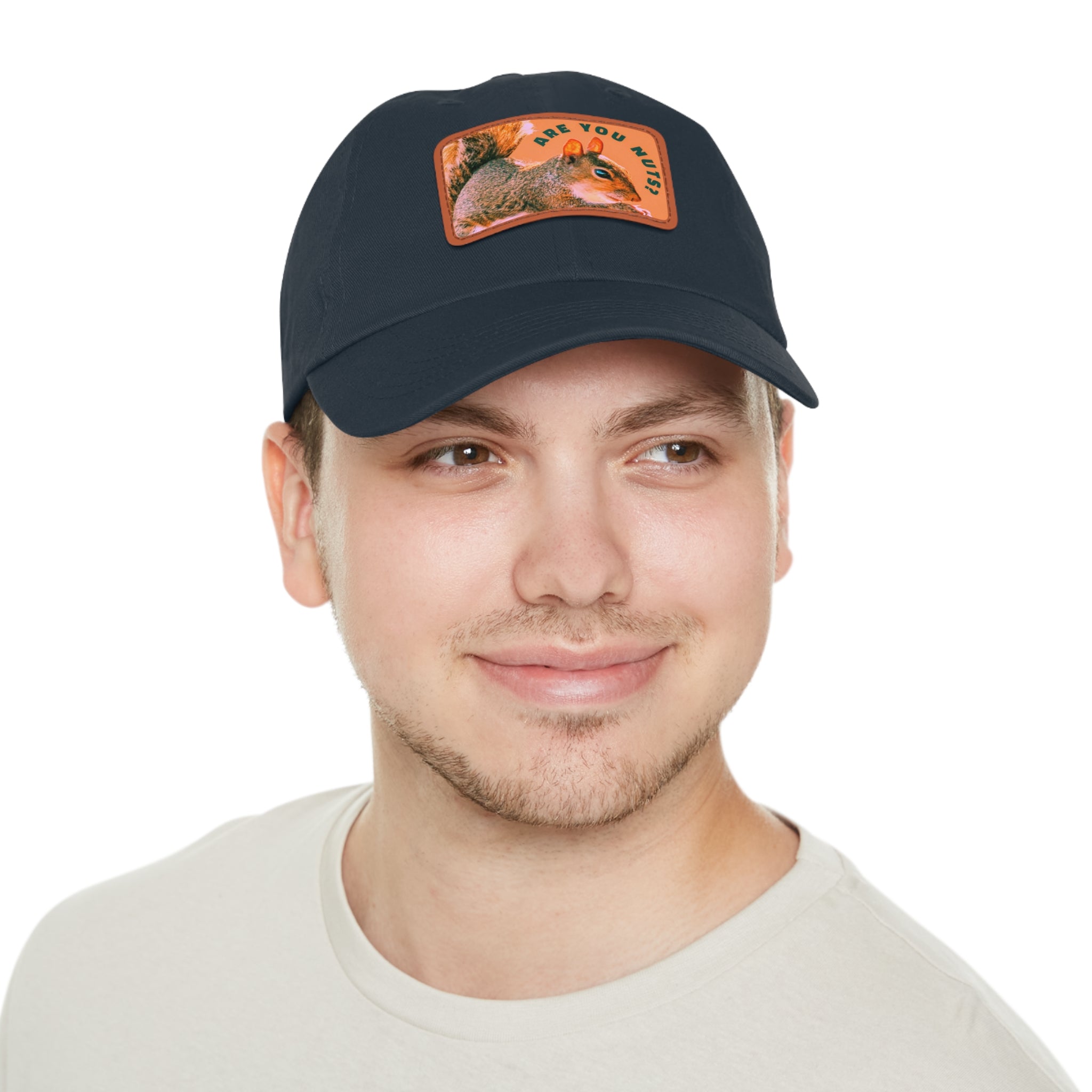 Are You Nuts? Squirrel Hat with Rectangular Leather Patch