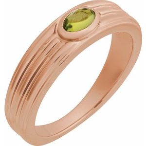14K Rose Gold 5x3 mm Natural Peridot Cabochon Ring