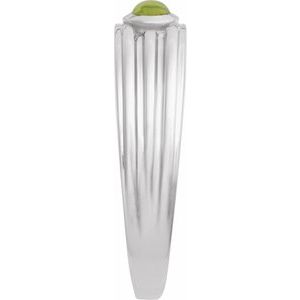 Platinum 5x3 mm Natural Peridot Cabochon Ring