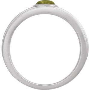 Sterling Silver 5x3 mm Natural Peridot Cabochon Ring