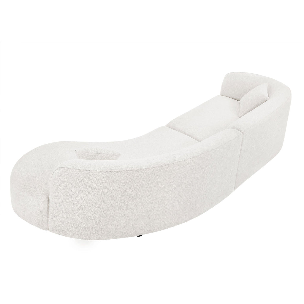 Luxury Modern Style Living Room Upholstery Curved Sofa with Chaise 2-Piece Set, Right Hand Facing Sectional,  Boucle Couch, White