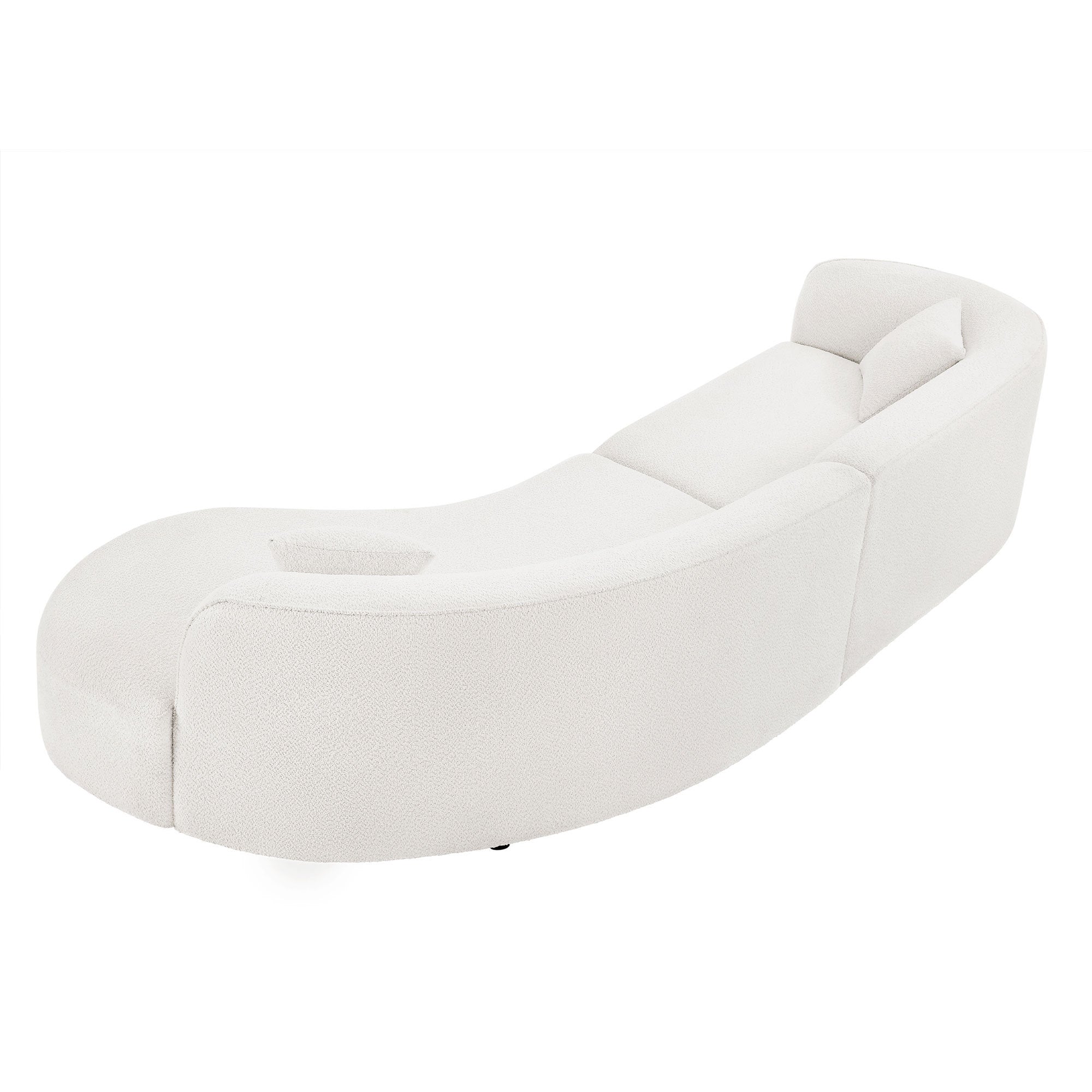 Luxury Modern Style Living Room Upholstery Curved Sofa with Chaise 2-Piece Set, Right Hand Facing Sectional,  Boucle Couch, White