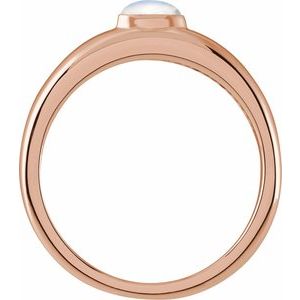 14K Rose Gold Natural Rainbow Moonstone Cabochon Dome Ring