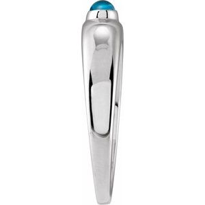 Sterling Silver Natural London Blue Topaz Cabochon Dome Ring