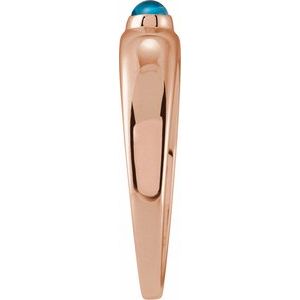 14K Rose Gold Natural London Blue Topaz Cabochon Dome Ring