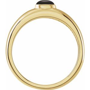 14K Yellow Gold Natural Black Onyx Cabochon Dome Ring