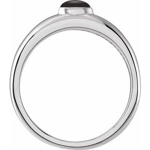Sterling Silver Natural Black Onyx Cabochon Dome Ring
