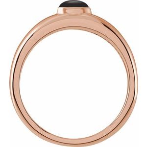 14K Rose Gold Natural Black Onyx Cabochon Dome Ring