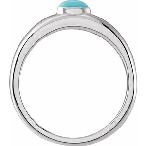 Platinum Natural Turquoise Cabochon Dome Ring