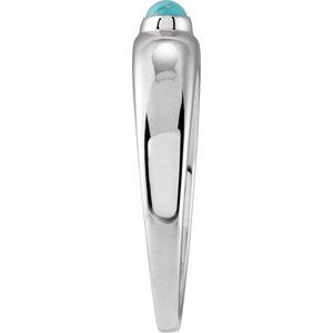 14K White Gold Natural Turquoise Cabochon Dome Ring